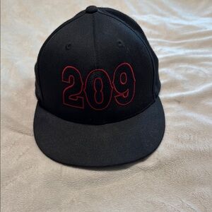 Black Cap with Red 209 Embroidery
